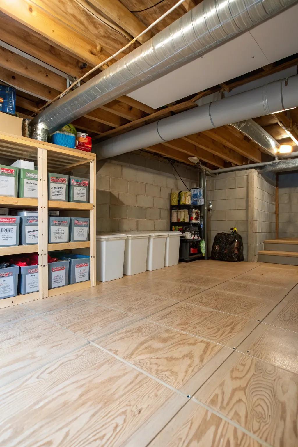 Proper flooring keeps your storage area tidy and items dry.