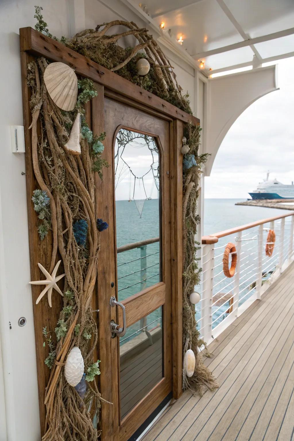 Eco-friendly decorations give your cruise door a natural beauty.