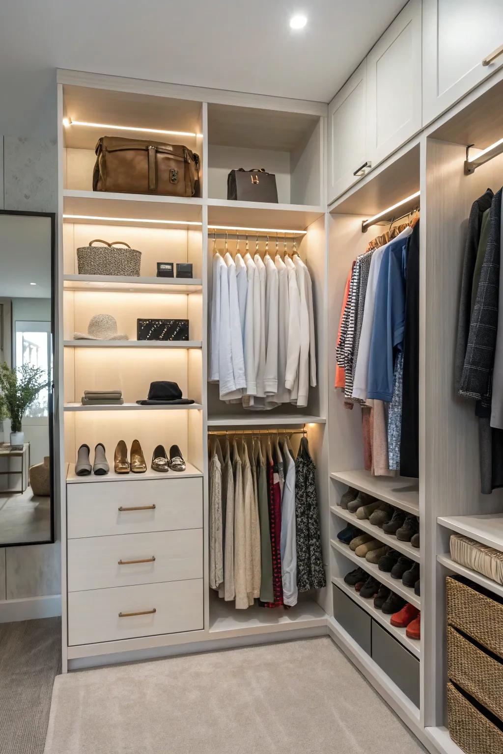 Revealed shelving combines accessibility with style.