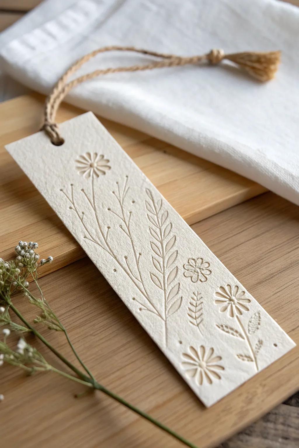 Discover the beauty in simplicity with embossed textures for your bookmarks.