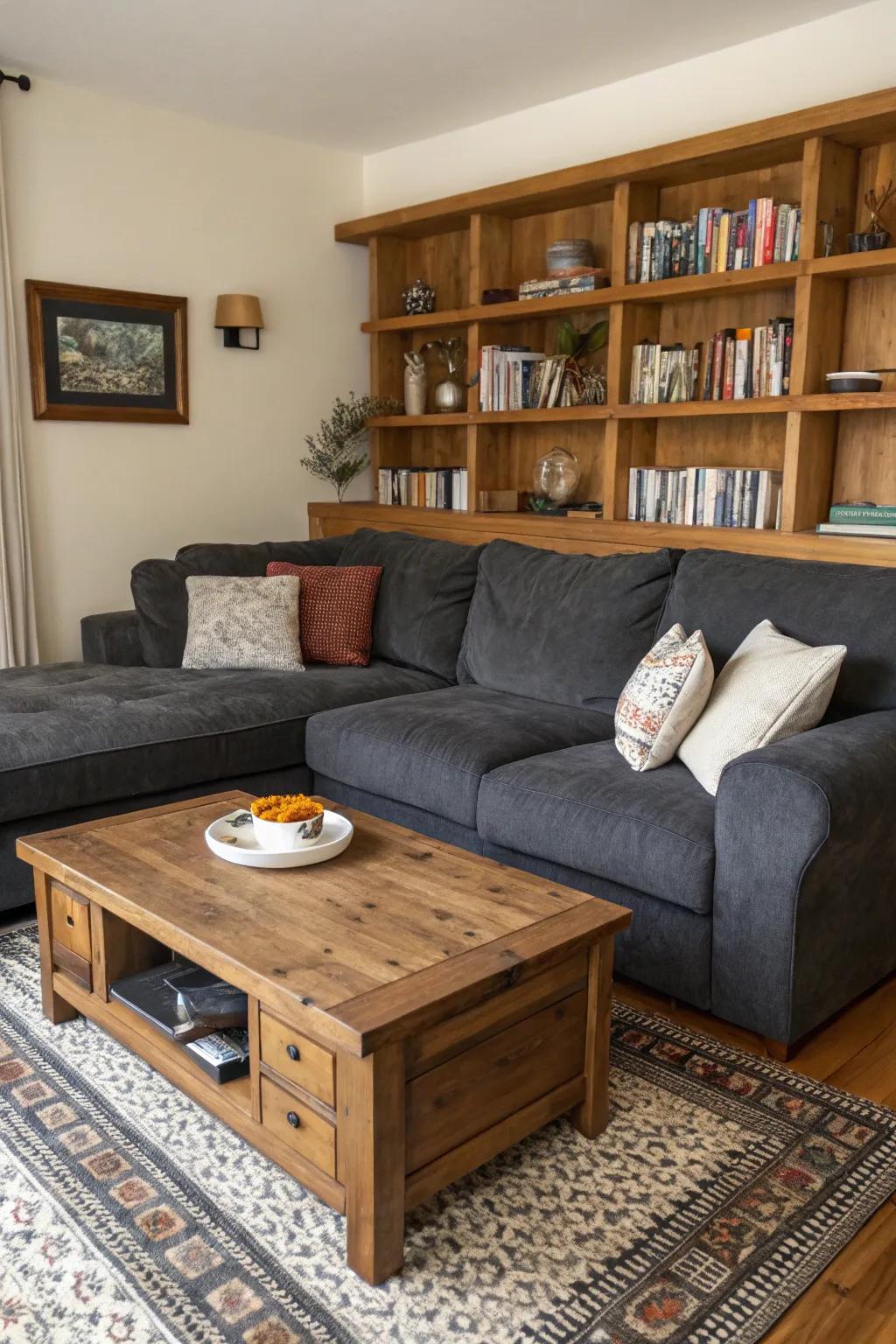 Wood elements bring warmth to your lounge.