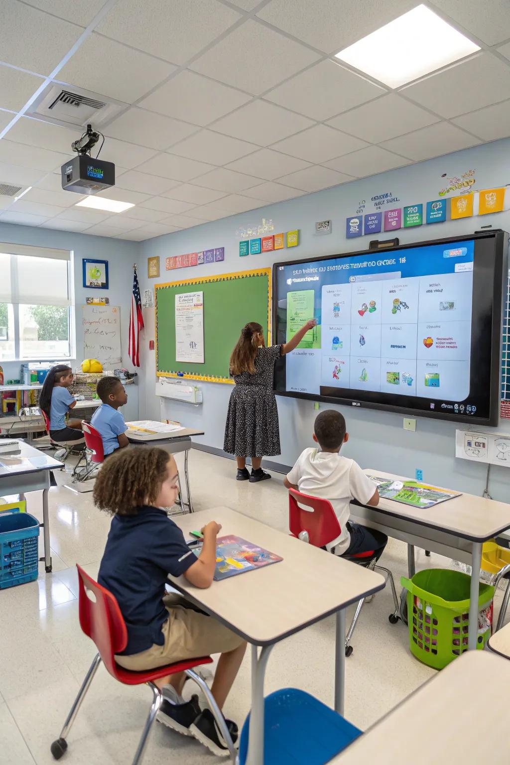 A digital progress showcase projected onto a smart panel.