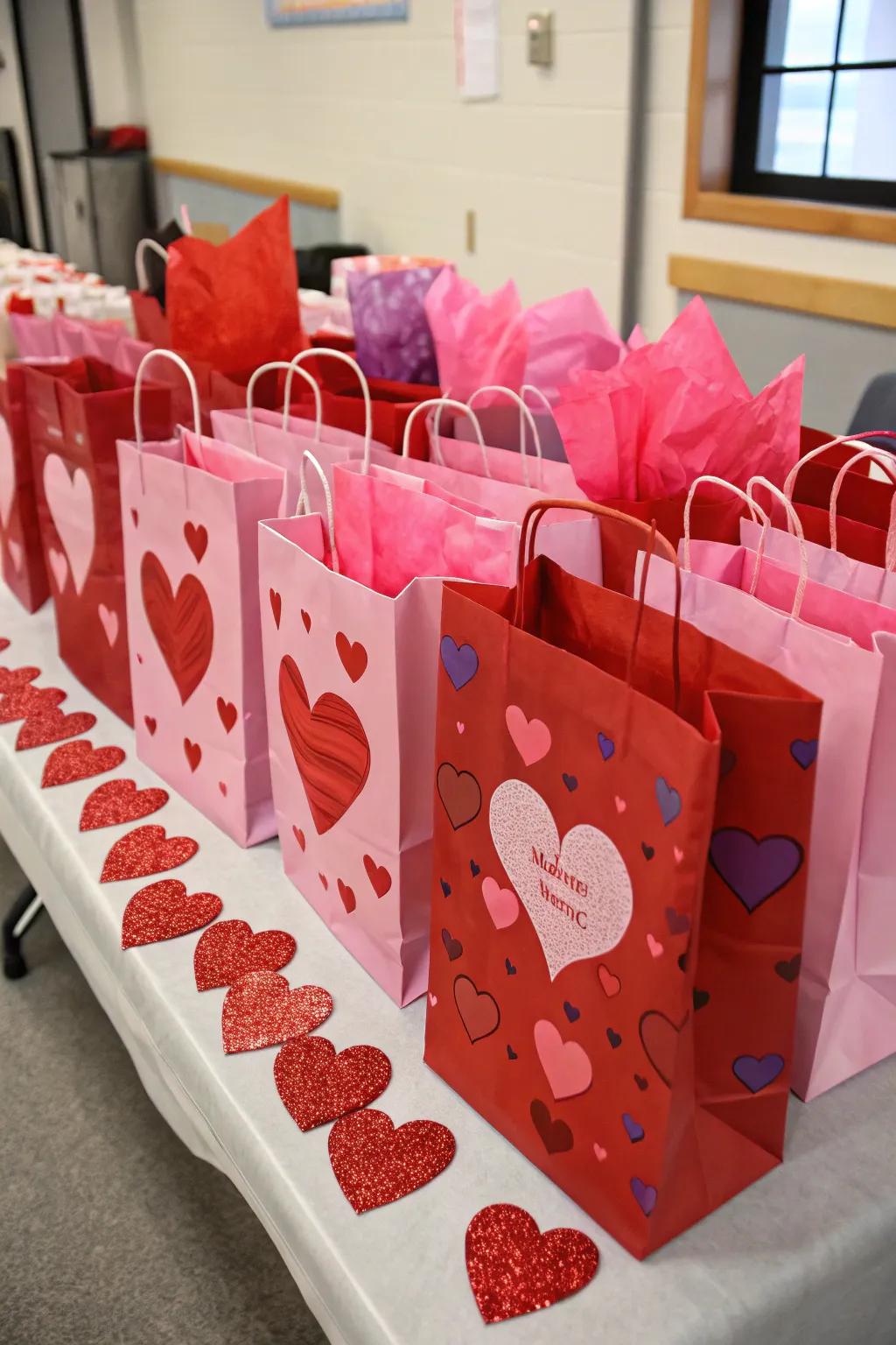 Vivid pigments forge attention-grabbing Valentine's sacks.