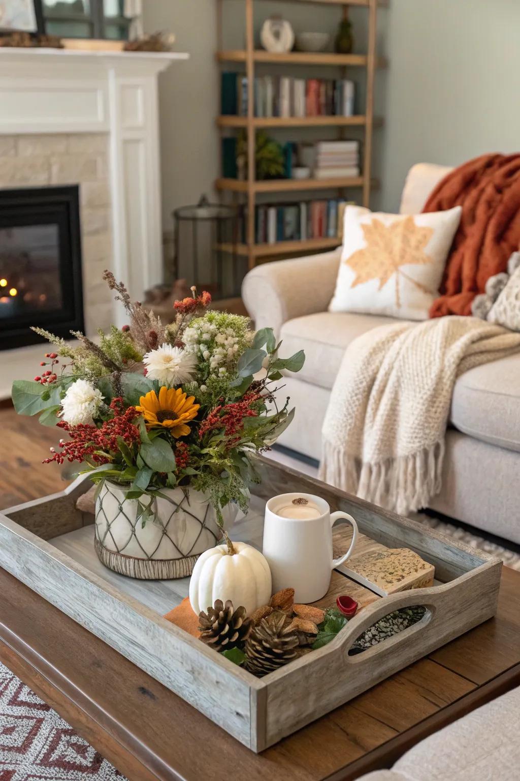 Season's change using shifting decorative pieces on a board.