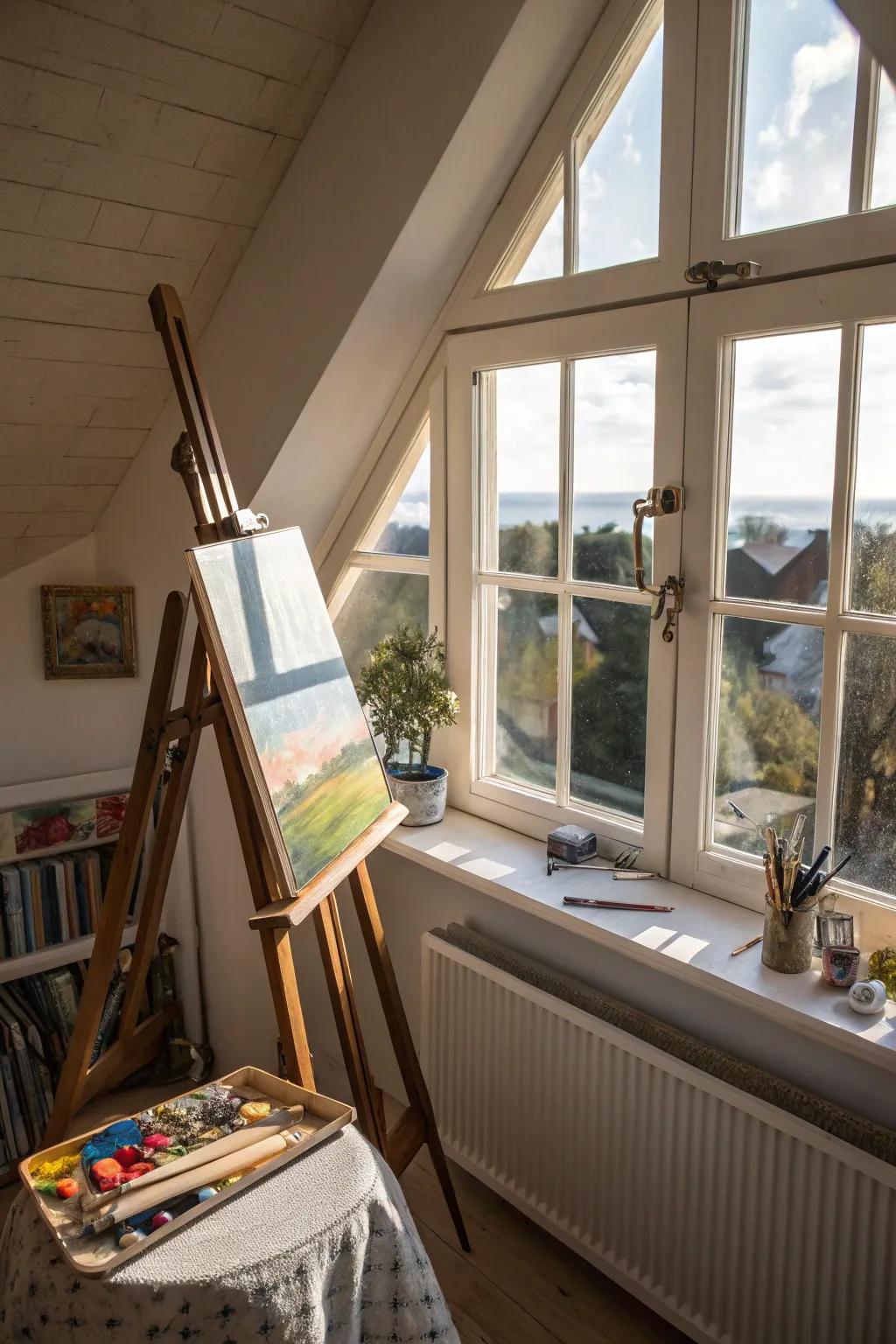 An art studio where inspiration meets natural illumination.