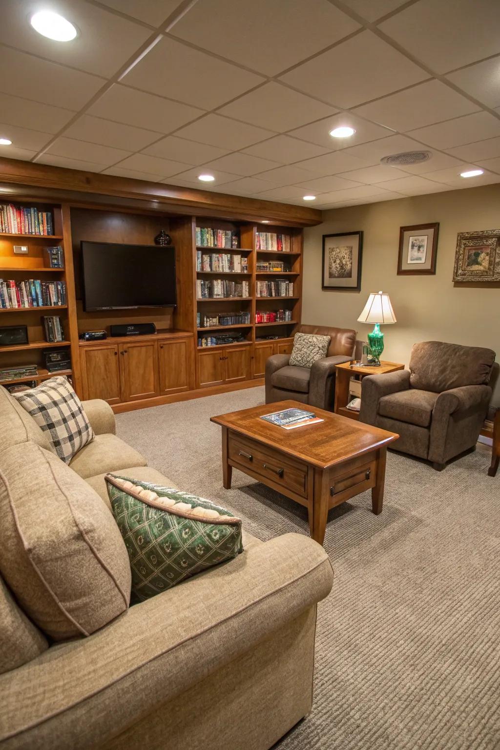 A den optimized for utility and comfort.