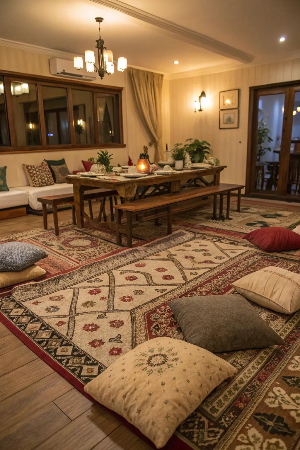 Enhance your dining room with fabrics and patterns.