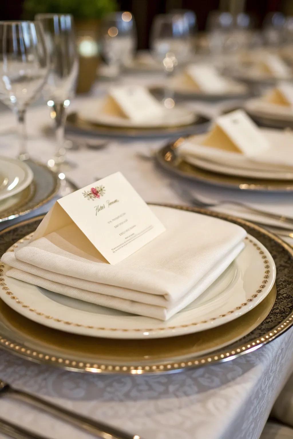 Layered place cards enhance the depth and dimension of dining experiences.