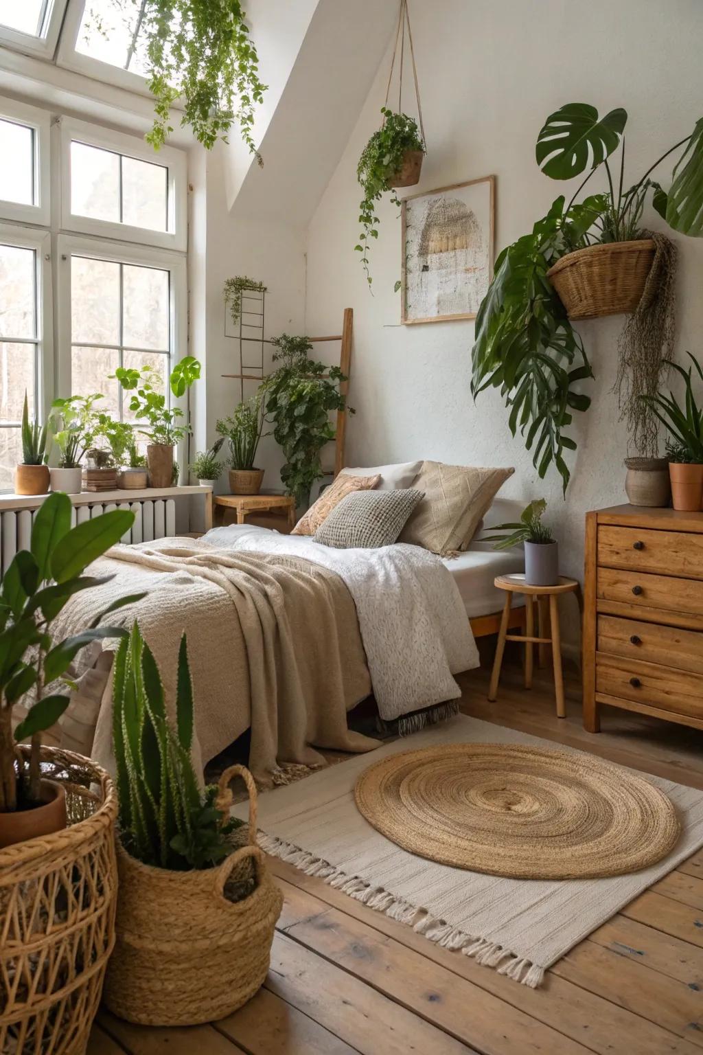 Nature introduces life and freshness to your bedroom.
