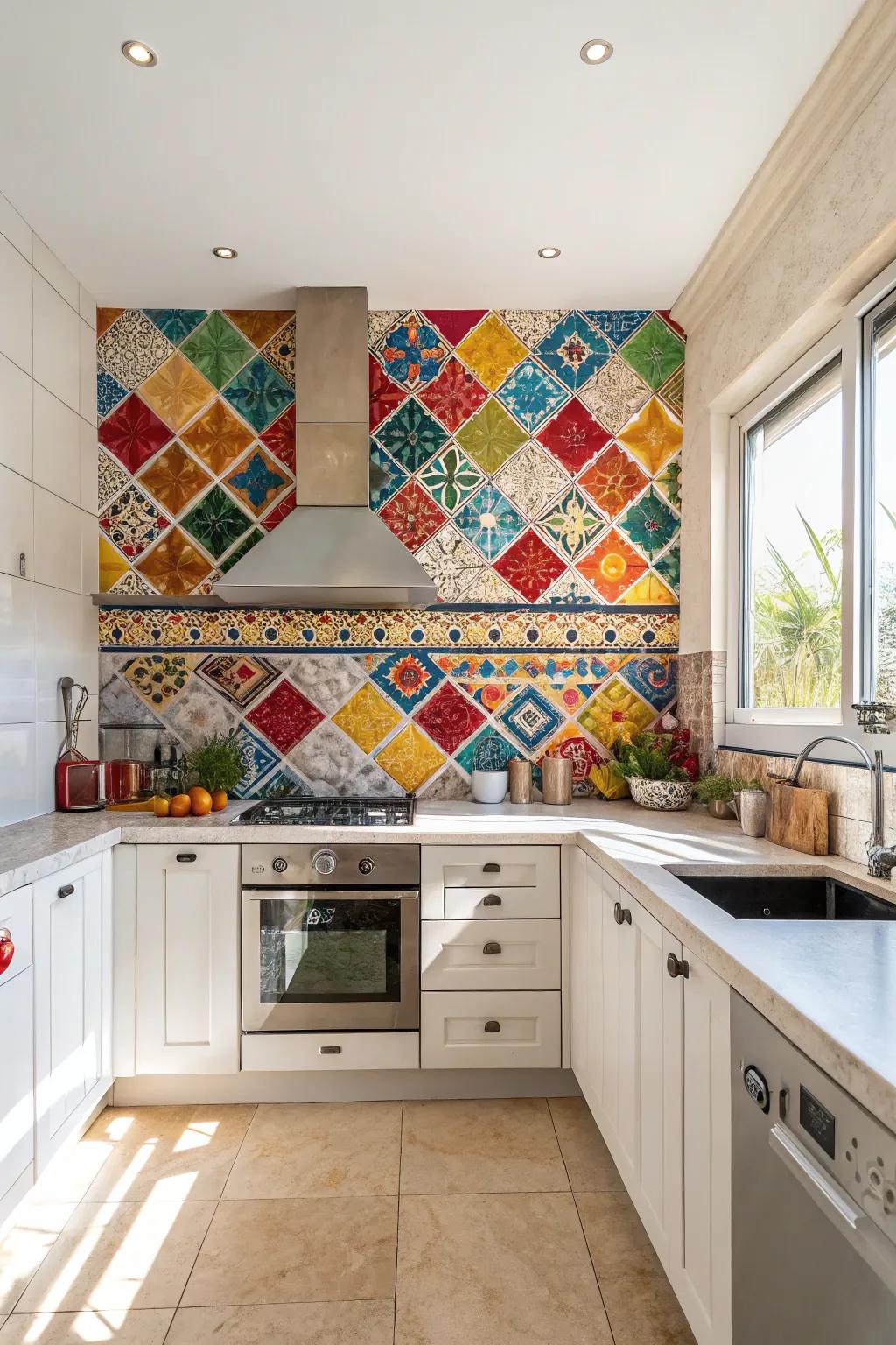 A striking backsplash that makes a statement in the kitchen.