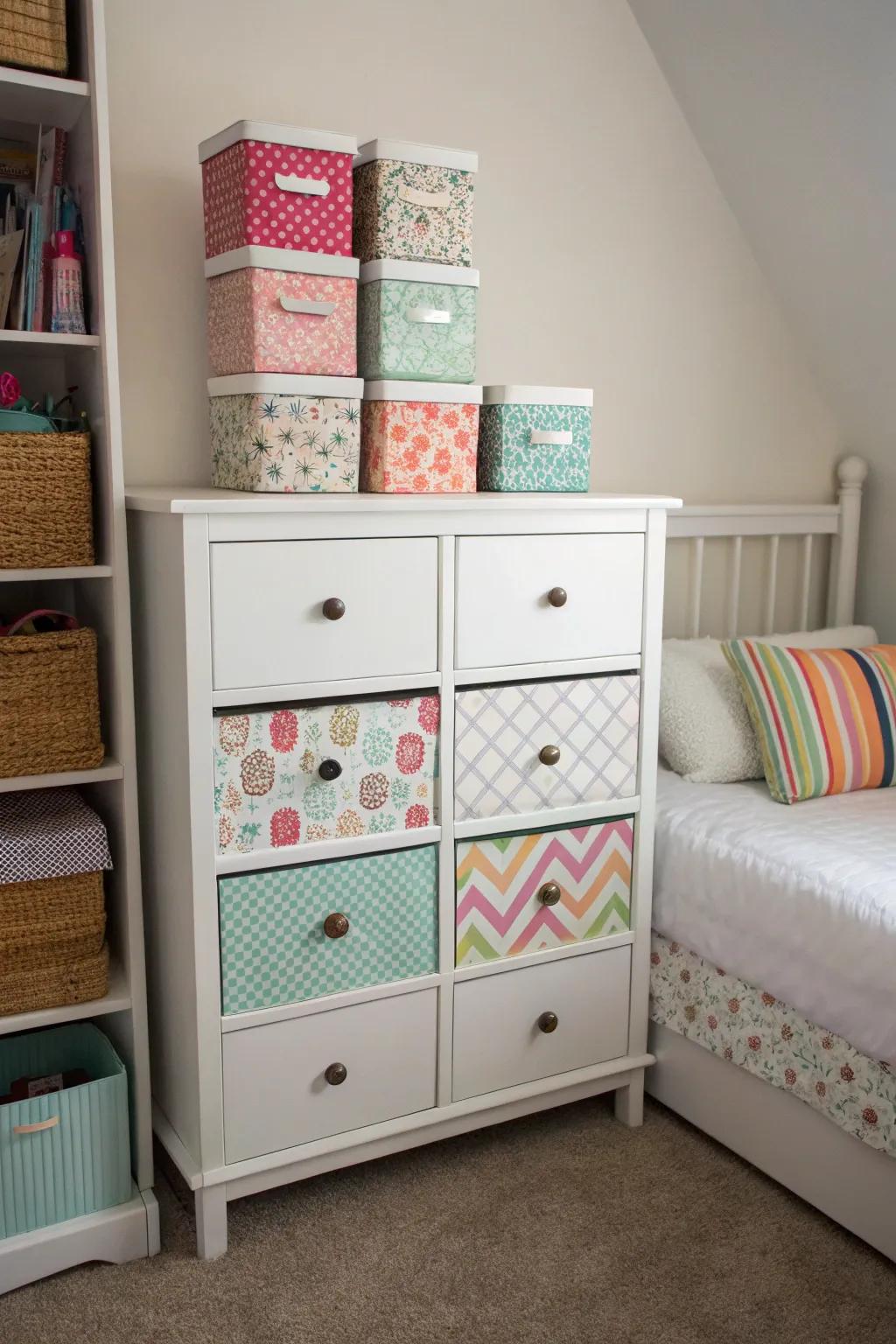 Elegant storage solutions ensure an impeccably arranged dresser.
