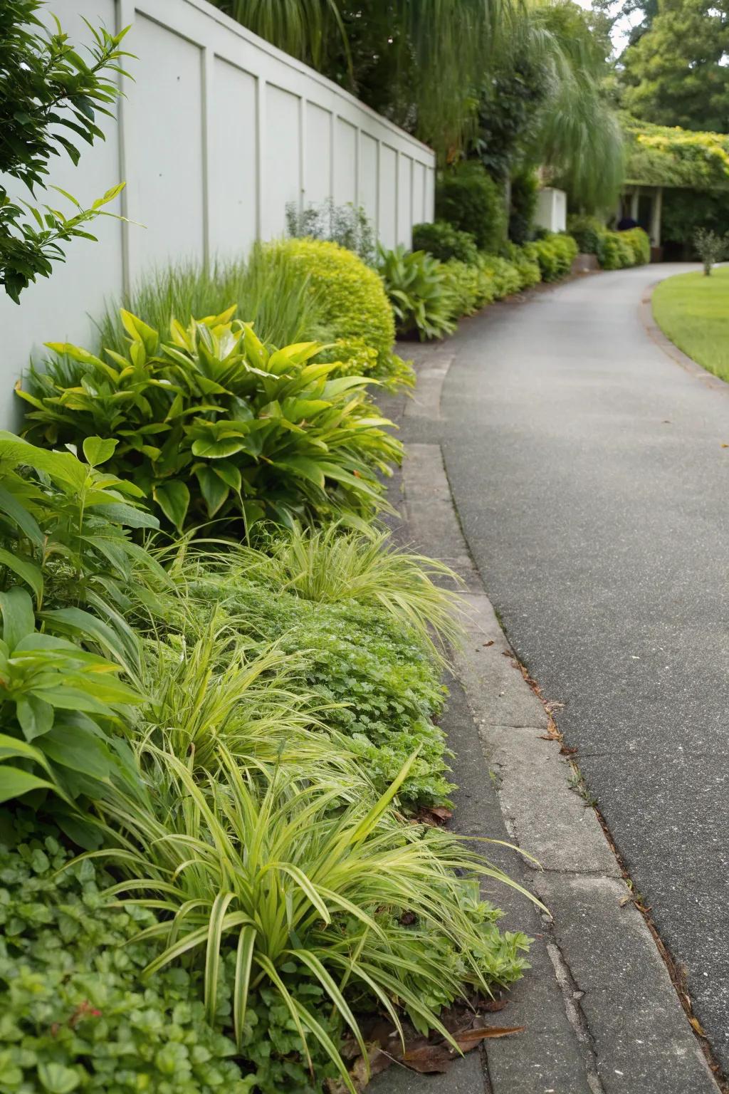 Easy-care plants keep your driveway gorgeous with little effort.