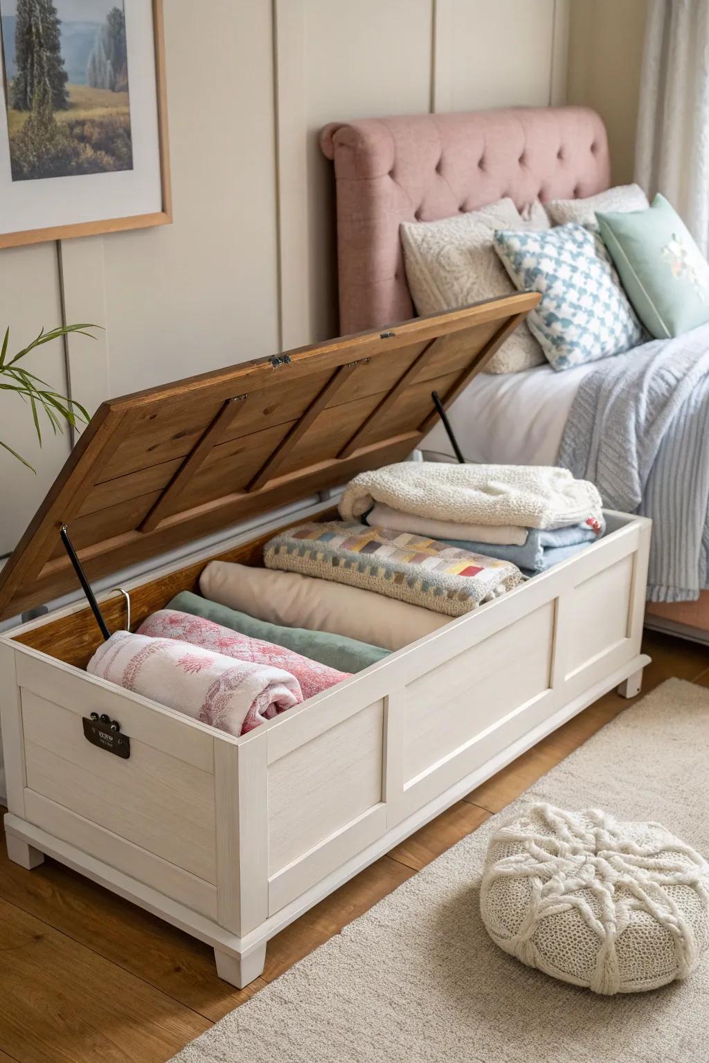 A storage bench blends practicality with style.