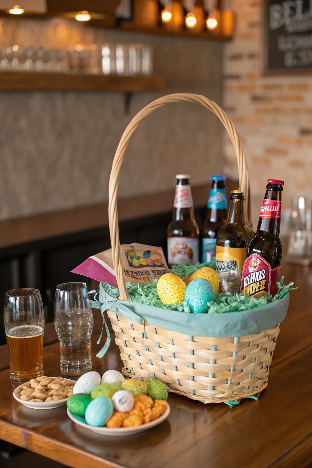 Celebrate the jubilation of specialty brews through this tasteful Easter basket.