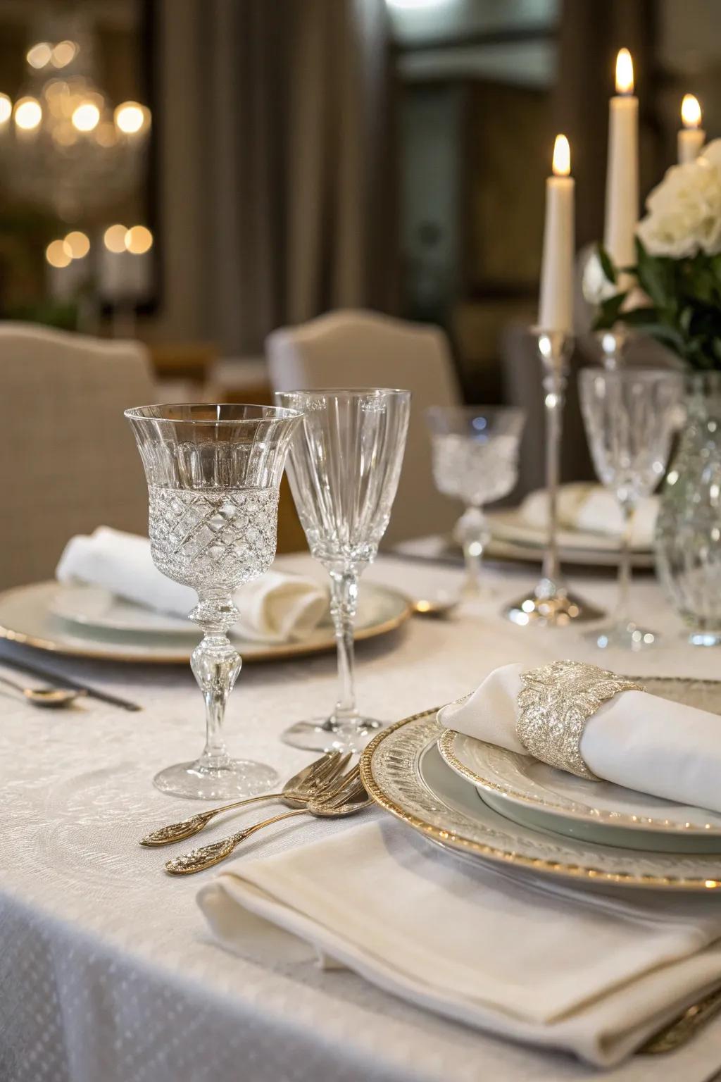 Crystal drinkware provides sophisticated elegance