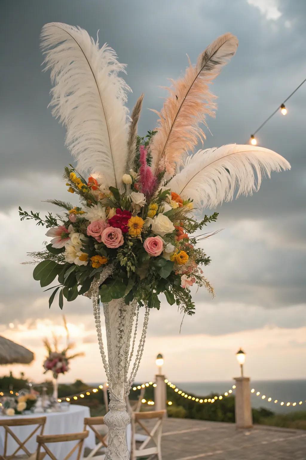 Feathers add whimsy and unique texture