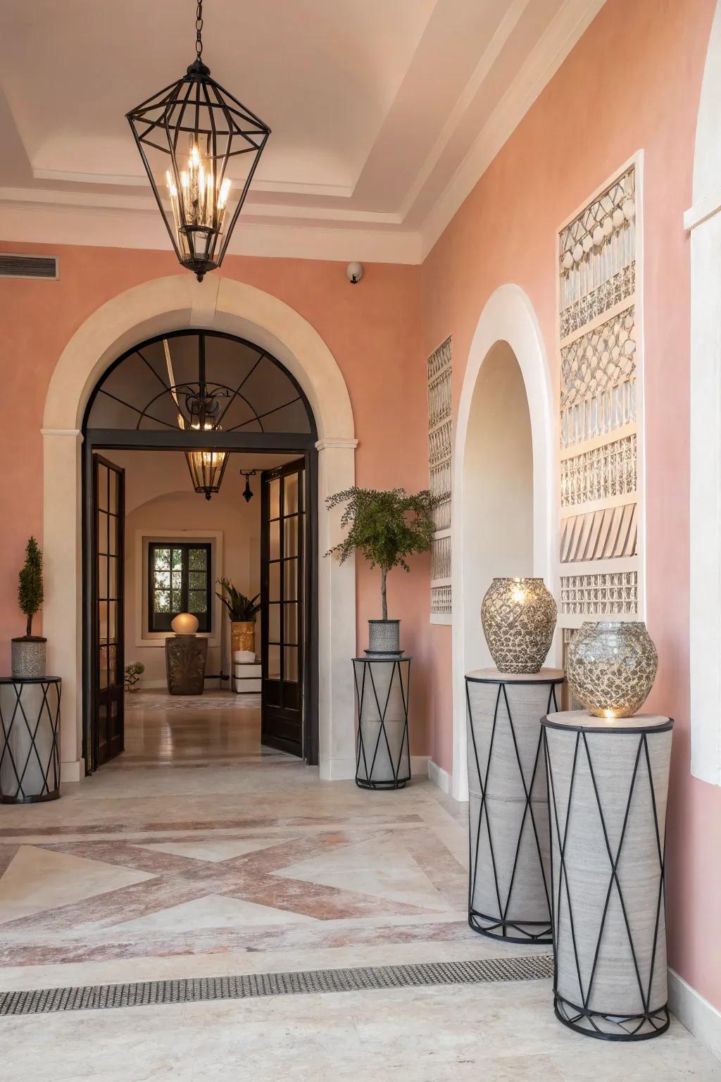 Embrace subdued sophistication with delicate rouge shades.