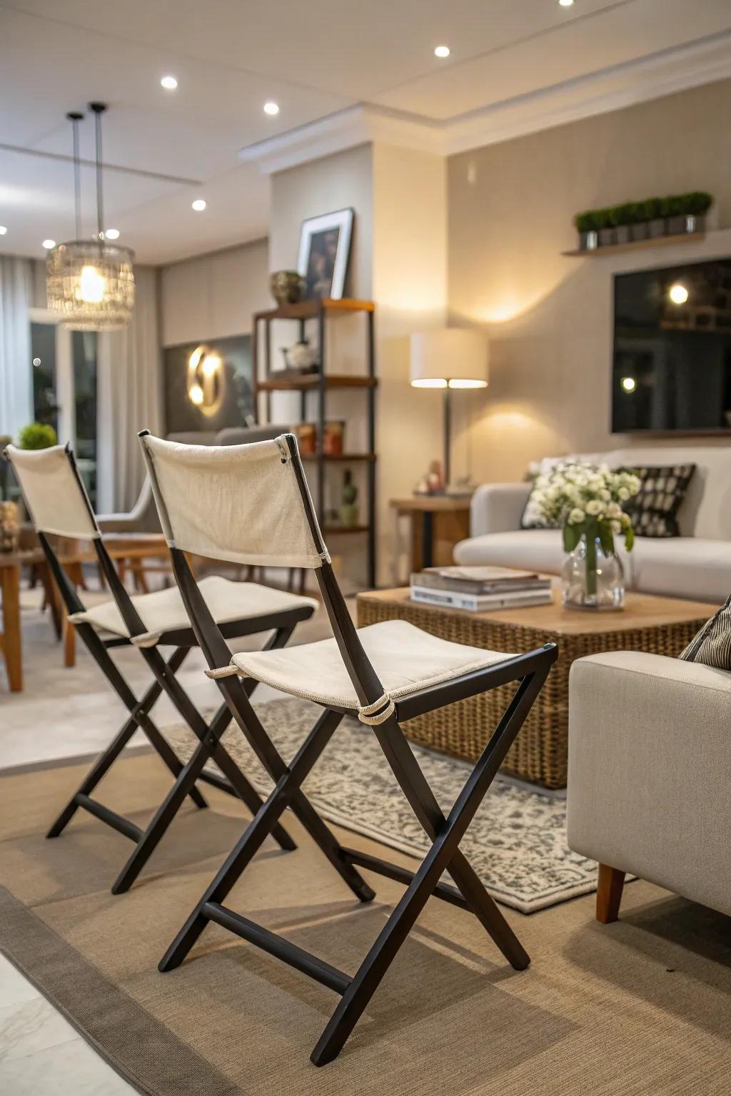 Folding chairs are the perfect flexible seating solution.