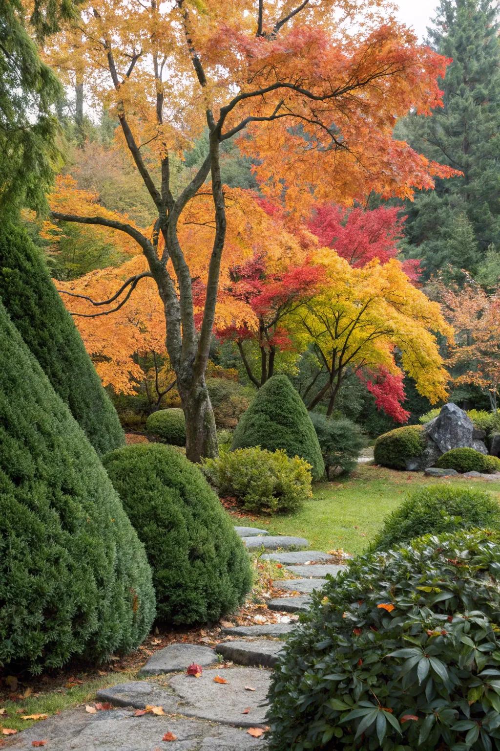 Evergreens deliver a dramatic contrast.