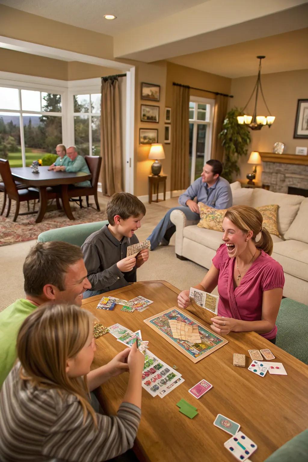 A home-wide card game relay