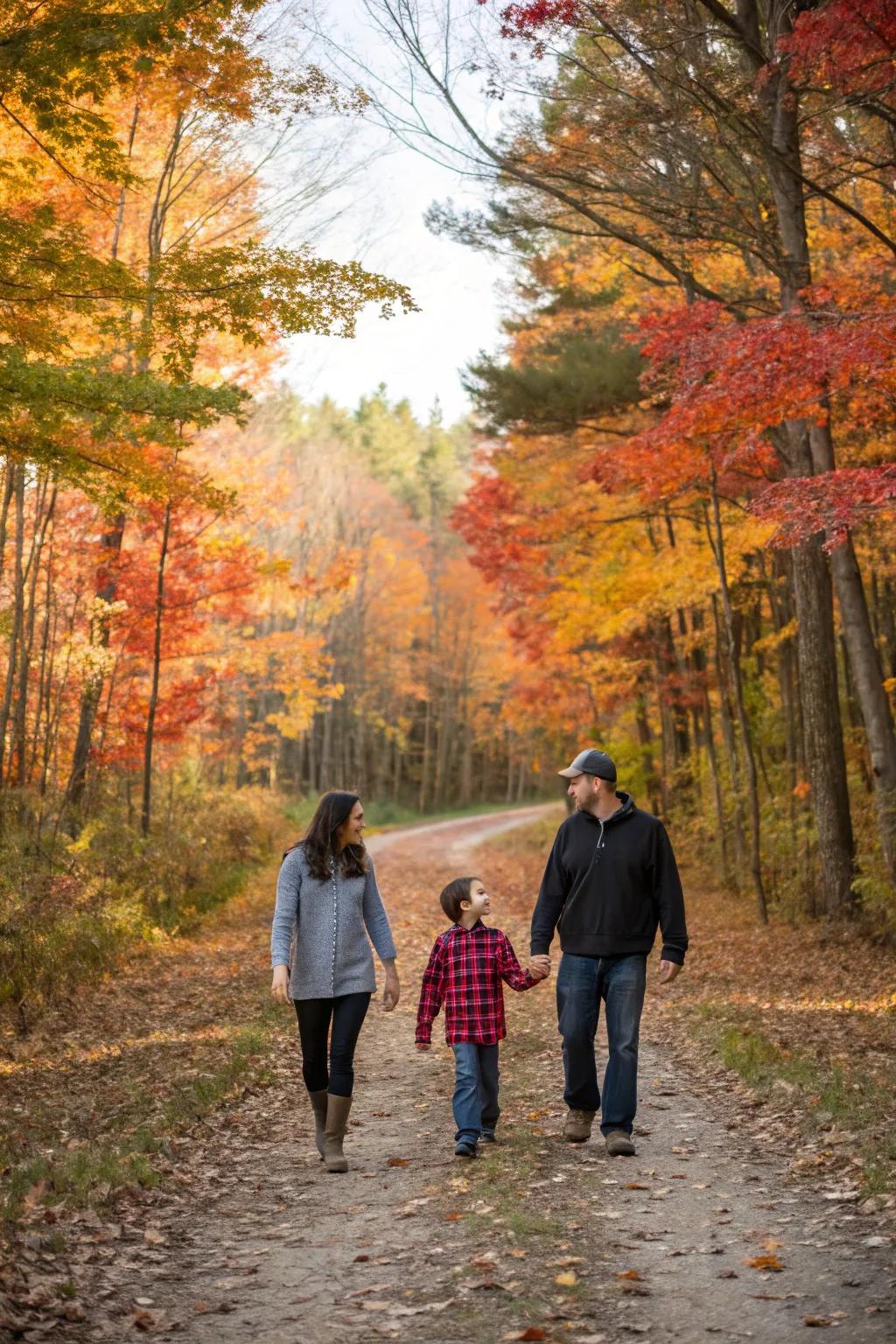 A wooded setting provides a serene and enchanting backdrop for treasured family photos.