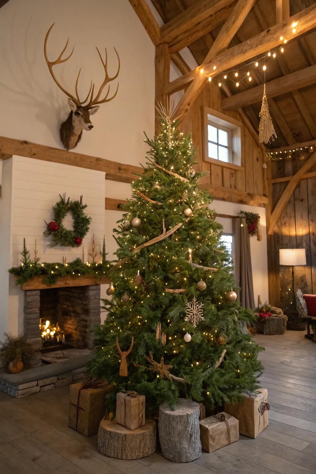 Horn-like accents add a fanciful woodland essence to this charming tree.