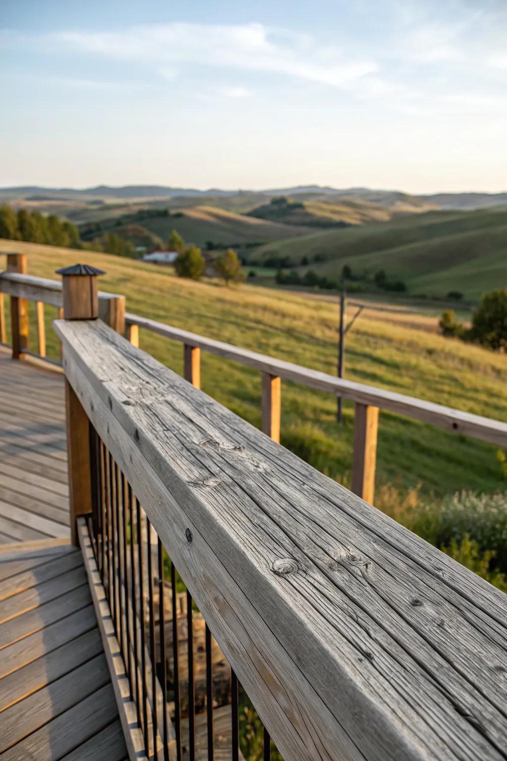 Eco-friendly choice: Reclaimed timber balustrade.