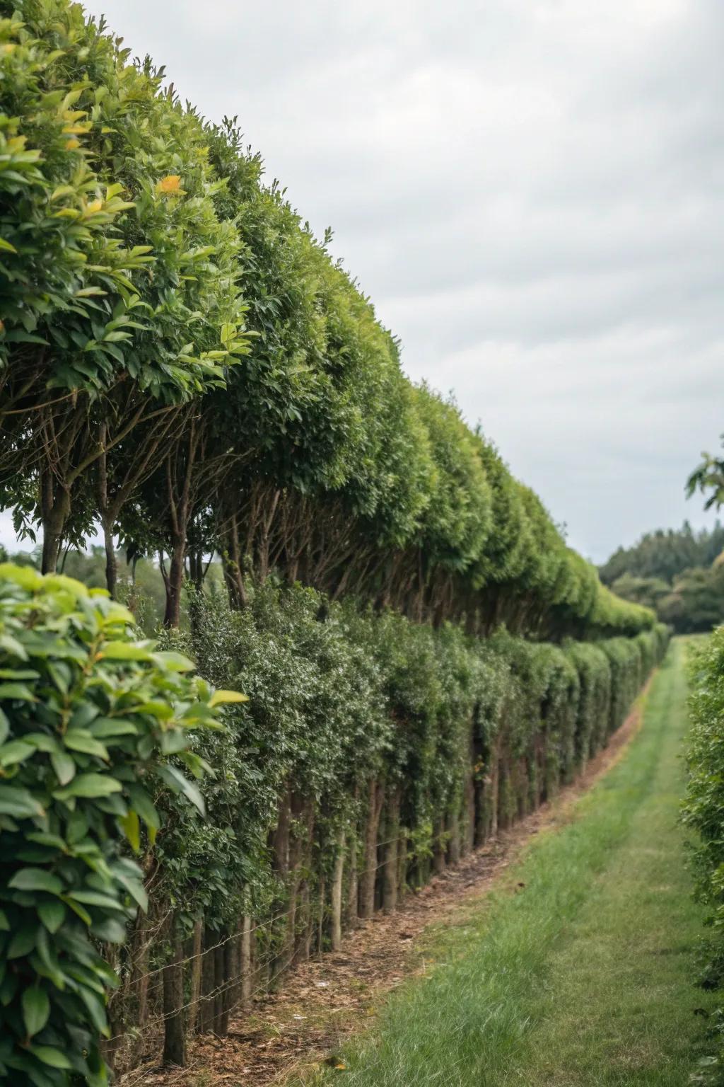 A flourishing fence grants a natural and verdant divider.