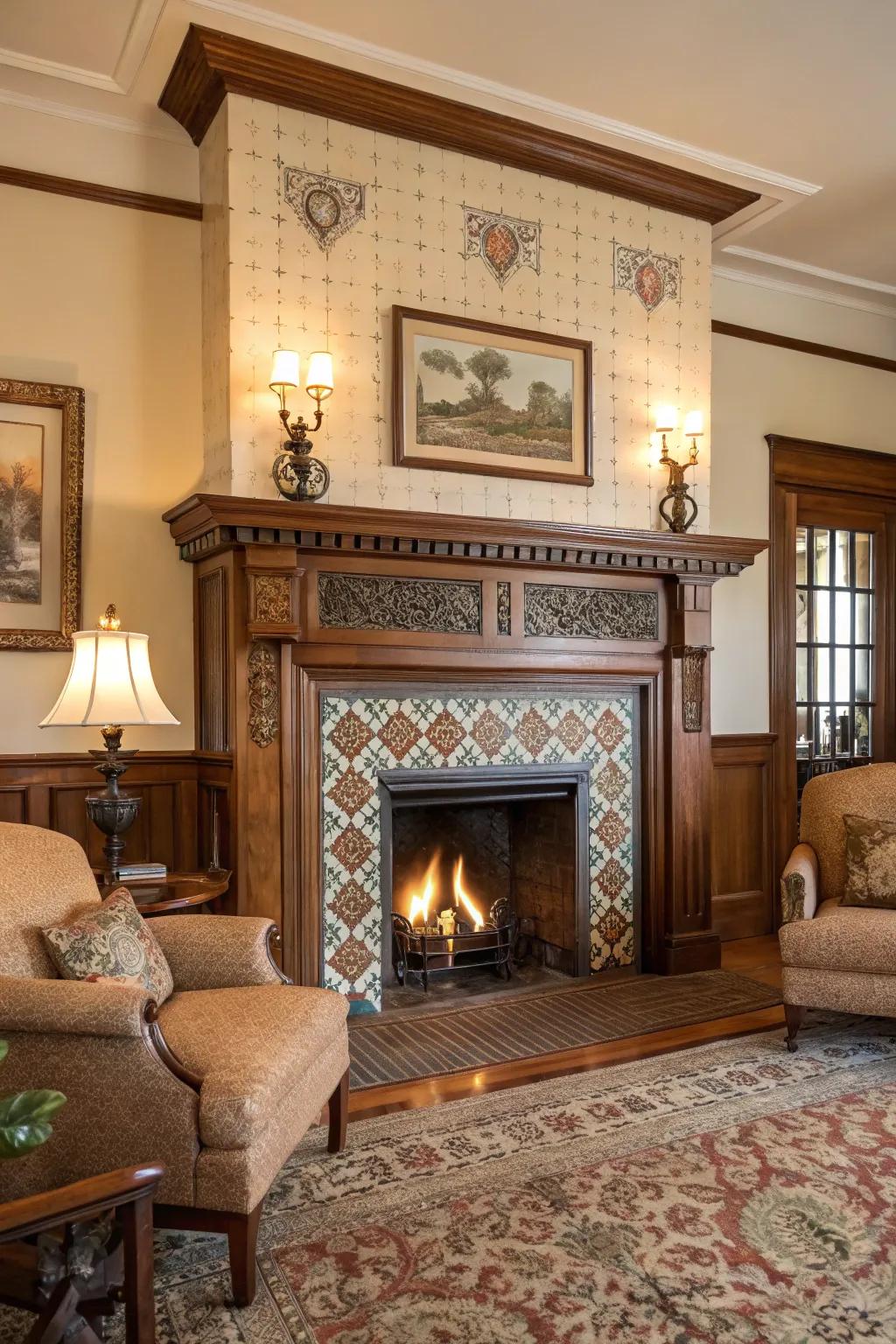 Vintage elements impart timeless charm to your fireplace.