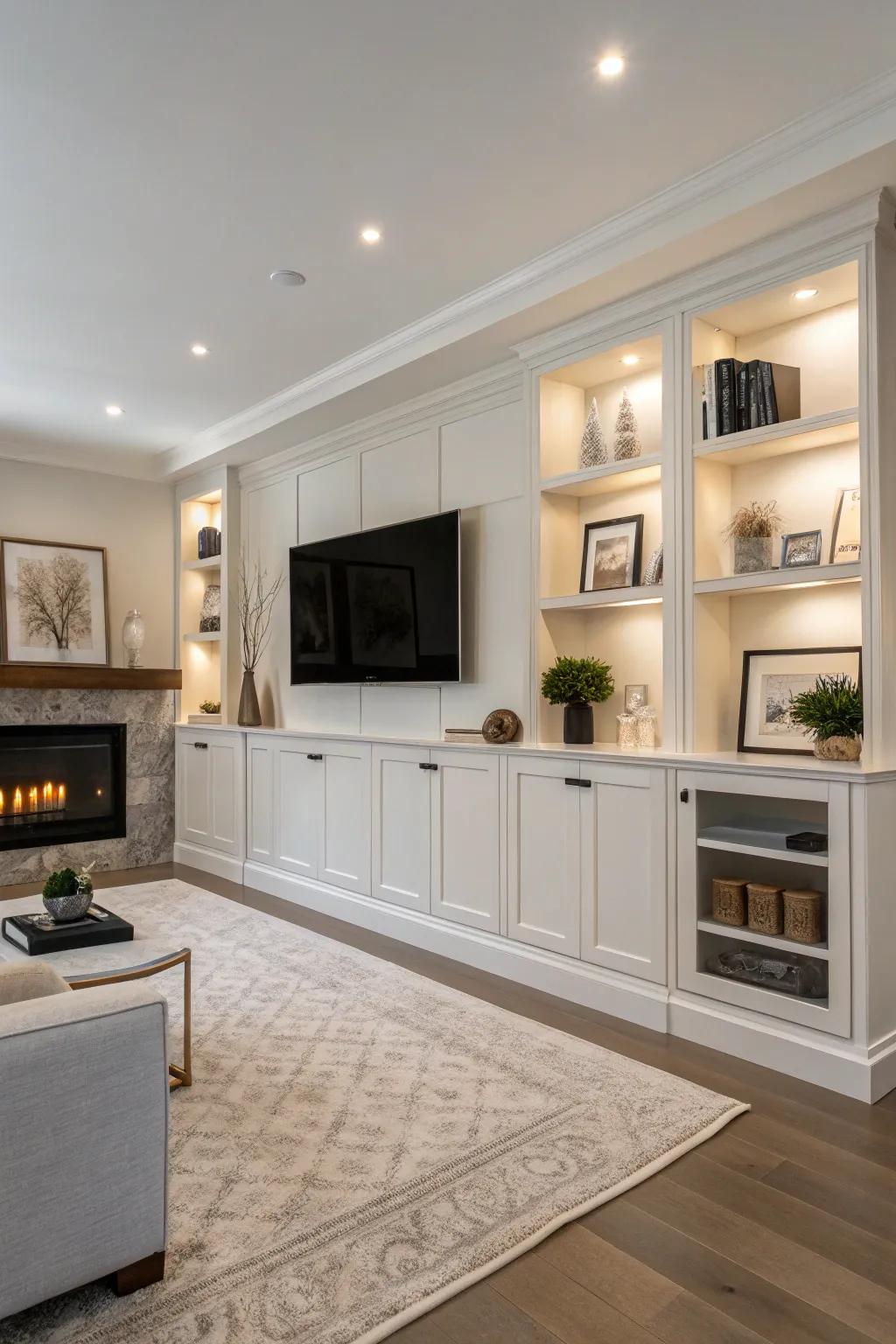 Minimalist cabinets maintain a clean and contemporary design.