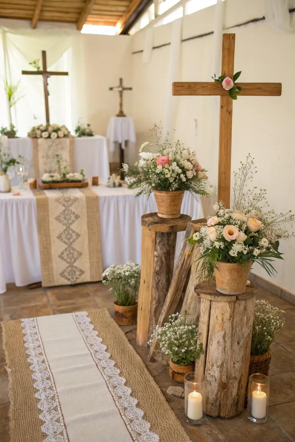 Rustic timber accents add charm and warmth to the overall decor.