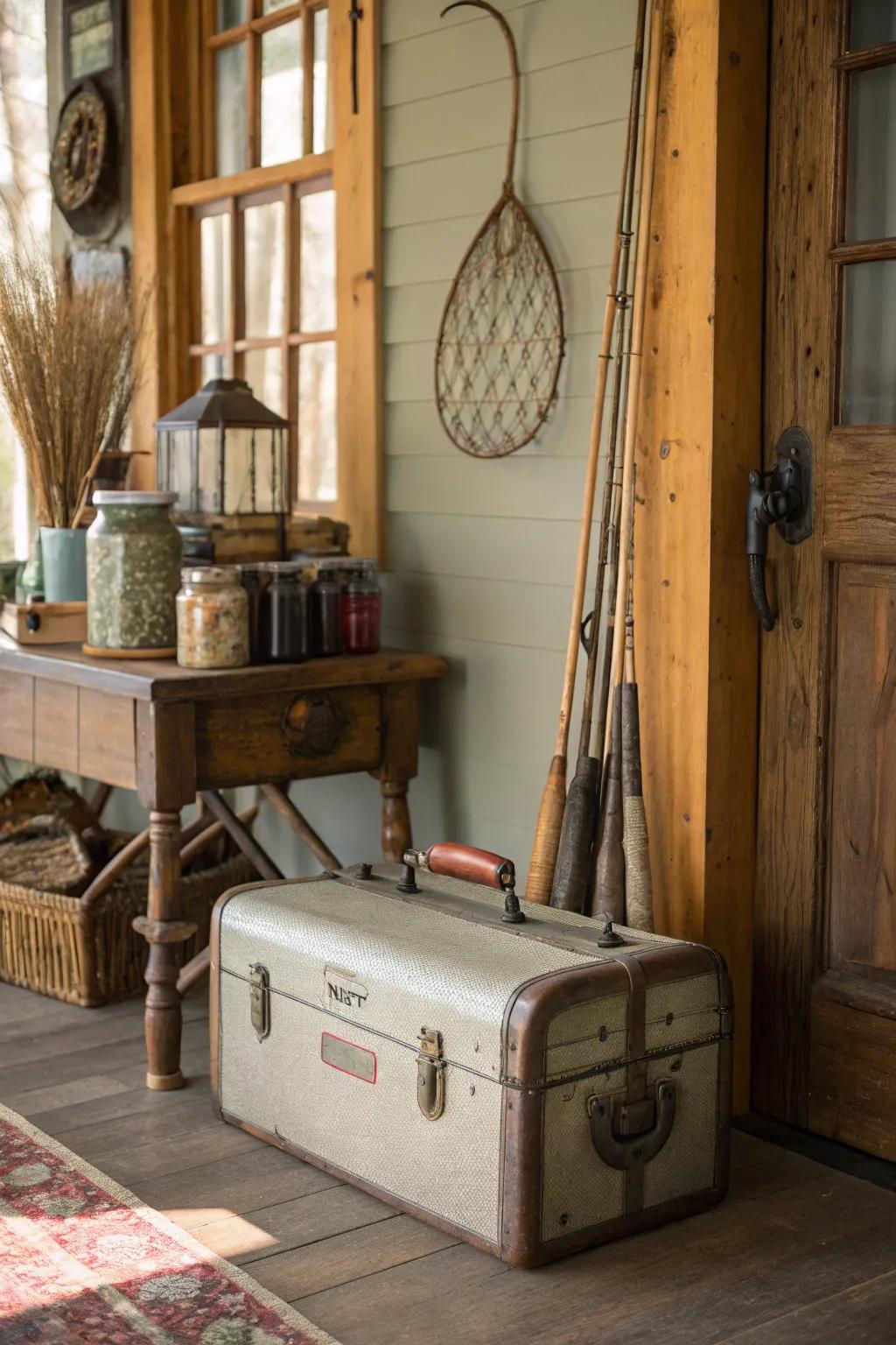 Antique tackle boxes can deliver distinctive storage solutions.