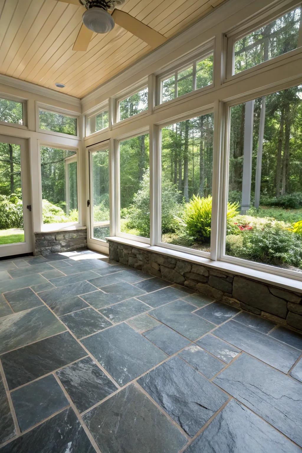 Invite nature indoors with authentic rock floors.