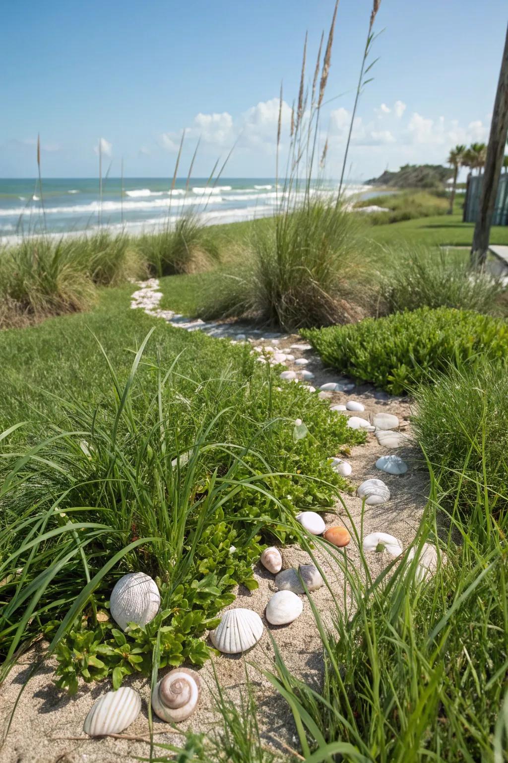 Capture the essence of the seaside using a coastal-themed landscape.