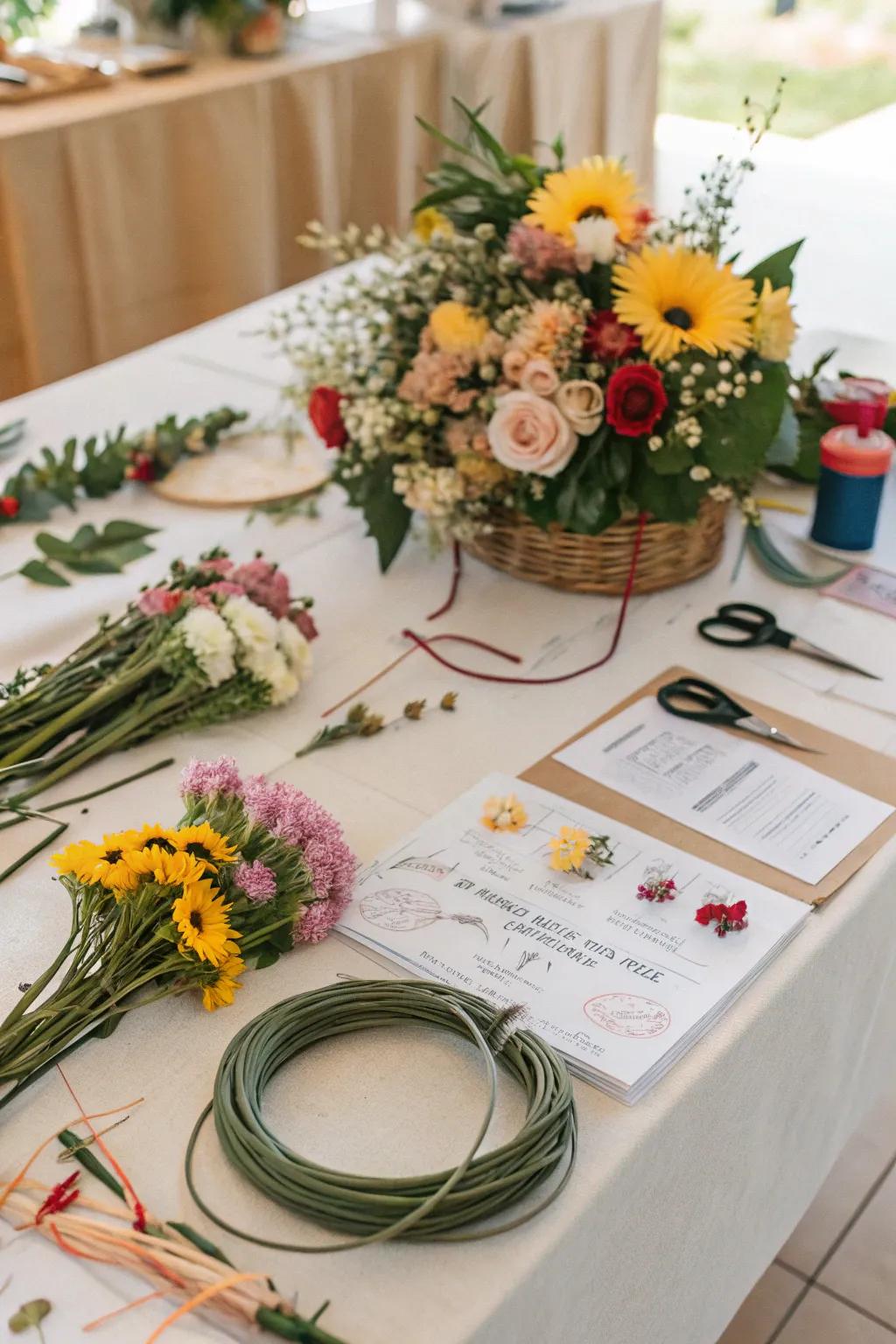 Floral circlets impart a whimsical element to your event.