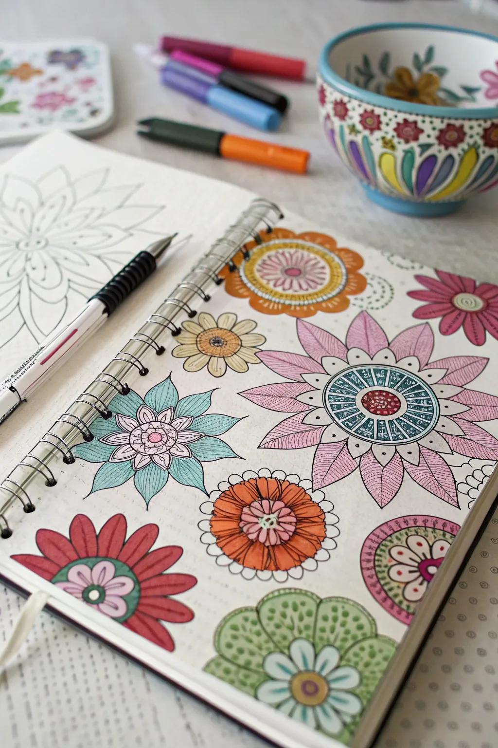Petal motifs provide a captivating artistic impression.