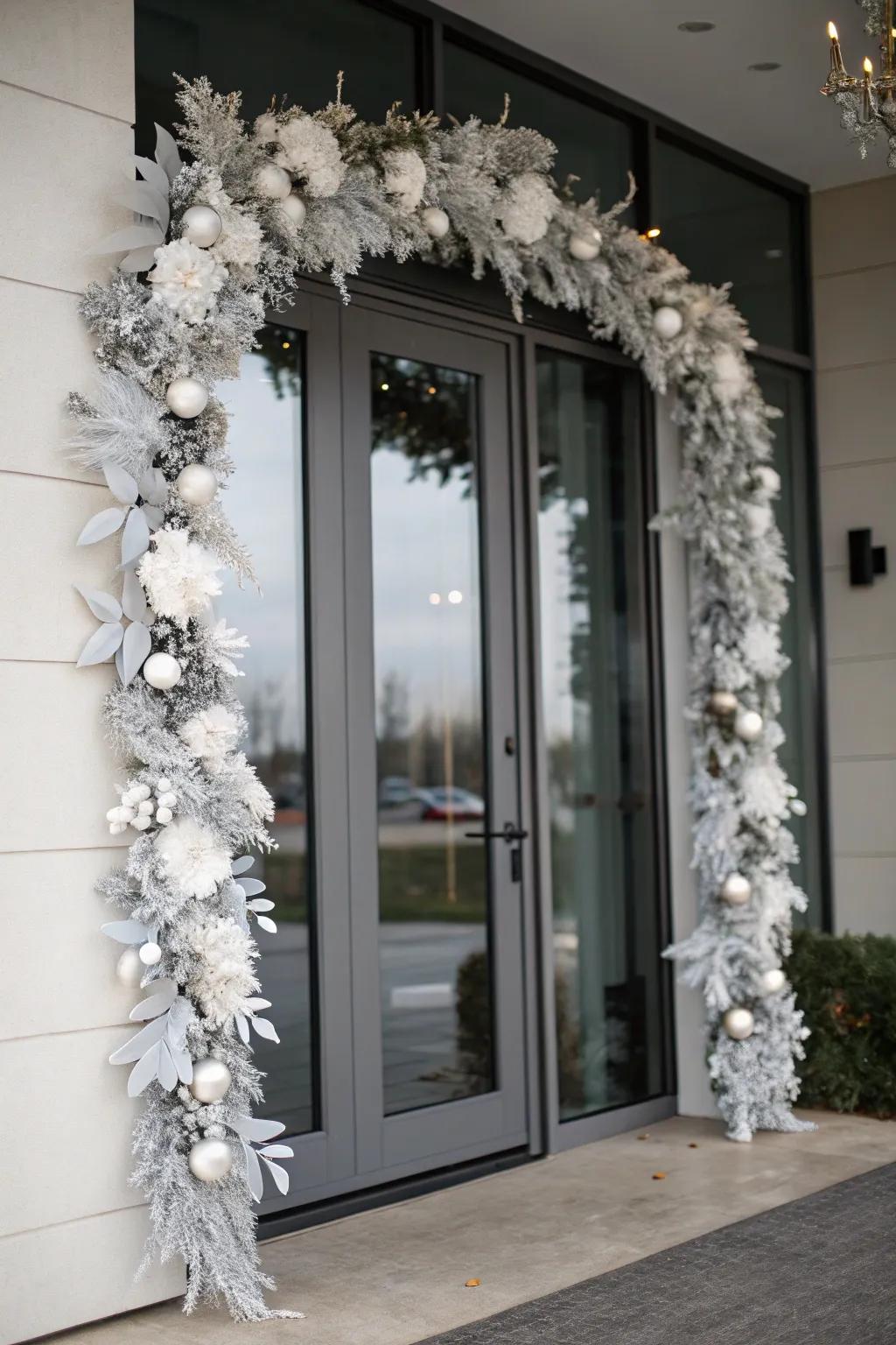 Achieve a sophisticated appearance using a monochrome garland design.