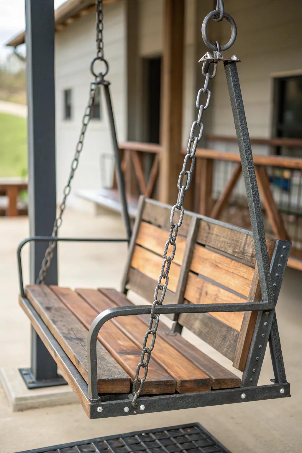 Introduce an industrial edge with metal details.