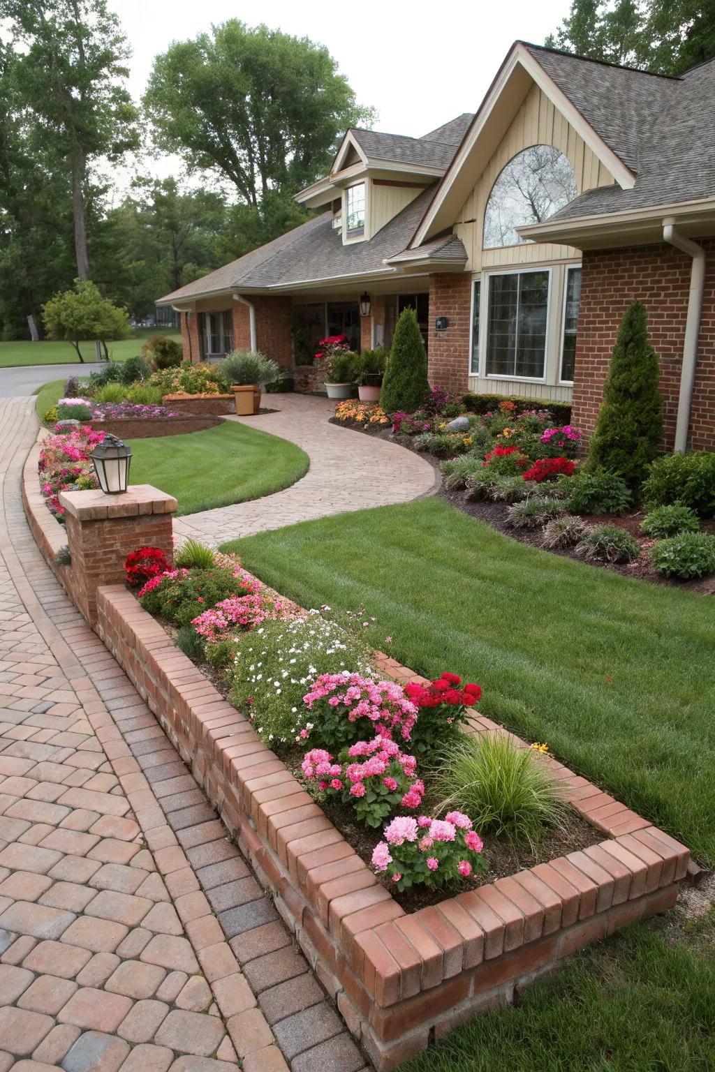 Brick borders maintain a tidy garden.