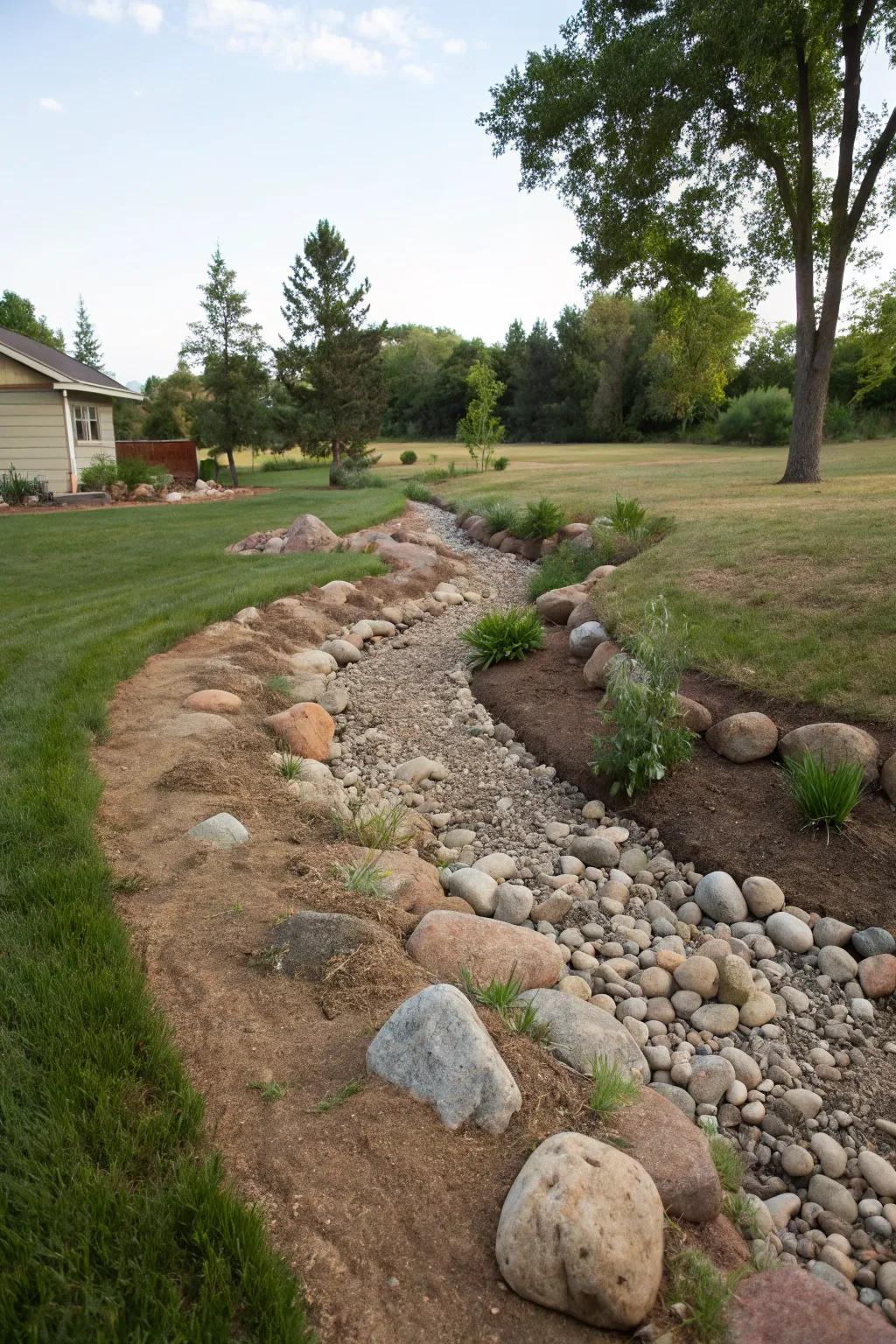 A dry watercourse contributes an impression of nature's sophistication.