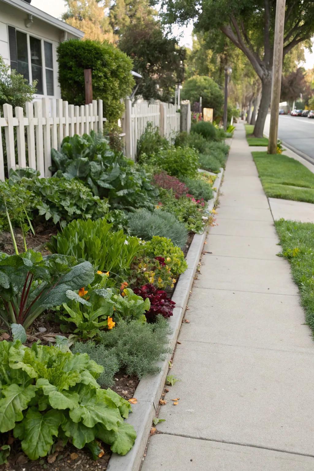 Edible plants add beauty and practicality to a front yard.