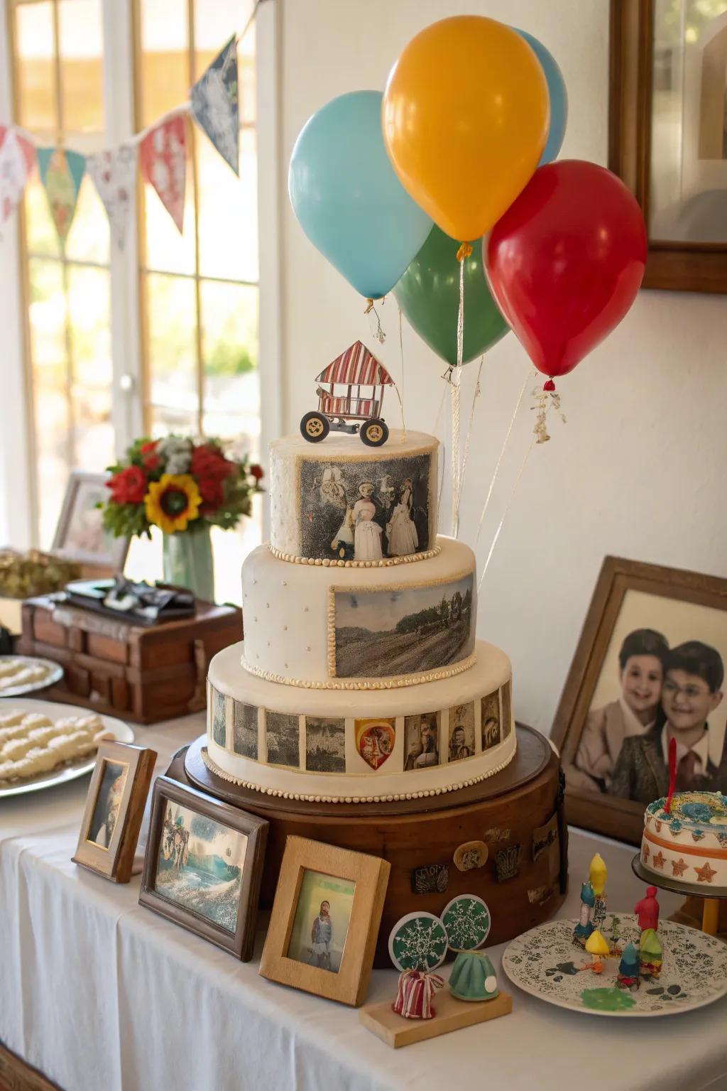 Take a wonderful stroll down memory lane with this photo cake!
