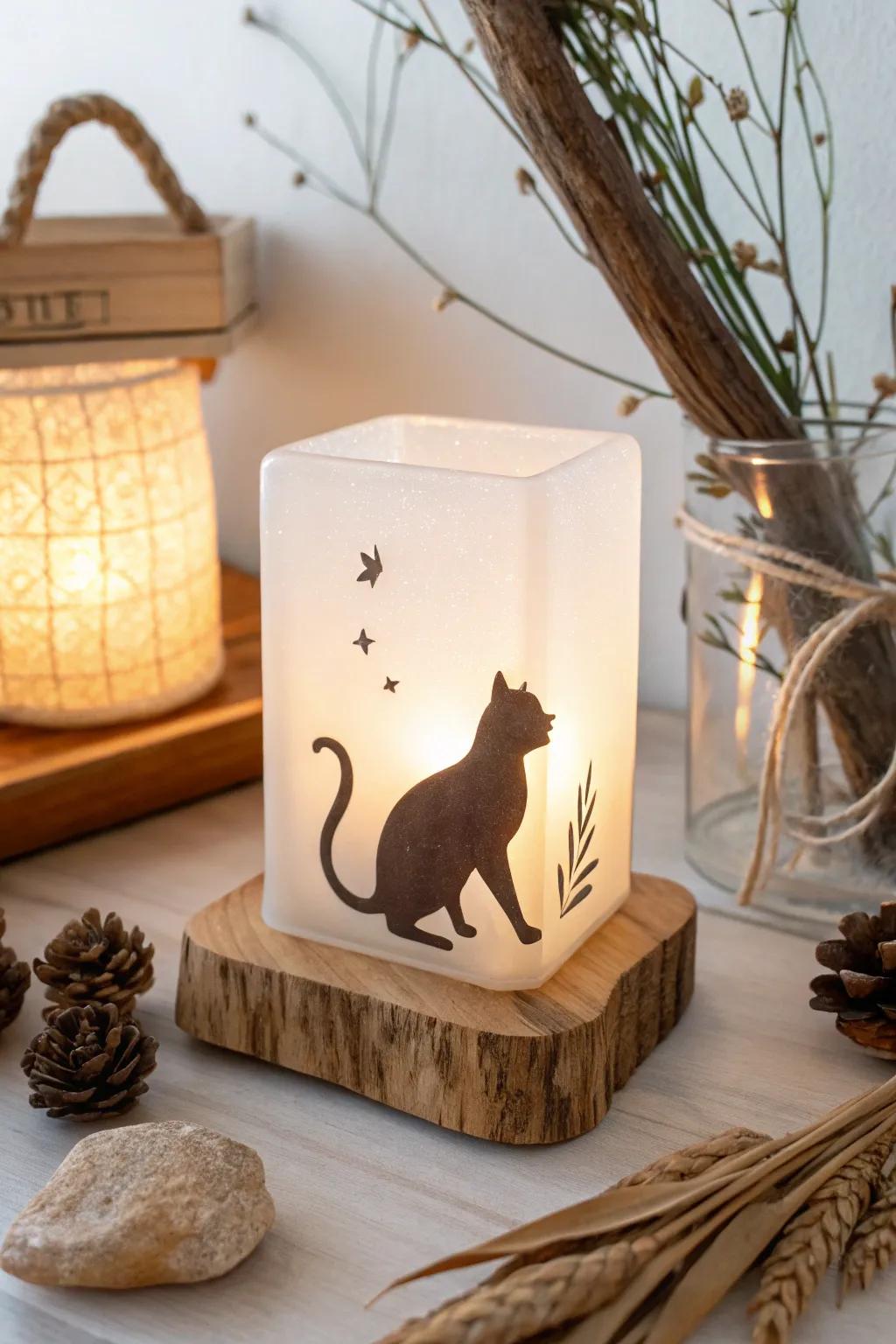 Let your night light purr with charm—embrace simplicity and whimsy with a playful feline outline.