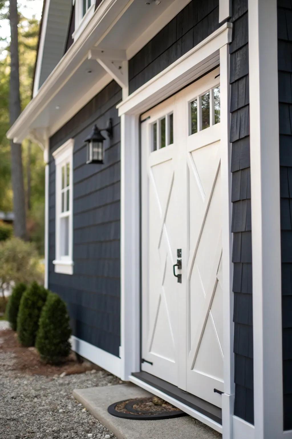 Eye-catching borders accentuate the door's architectural details.