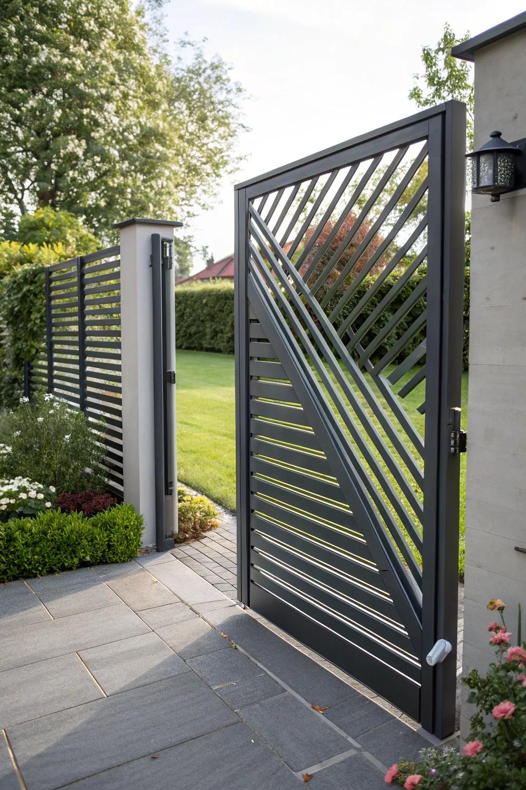 Slatted access adds modern style to your garden.