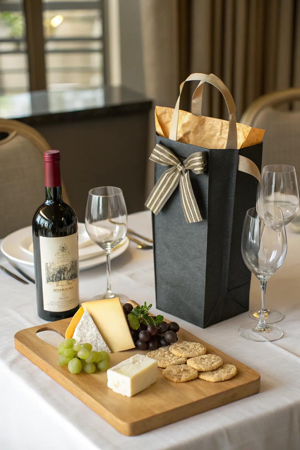 An elegant wine and cheese experience.
