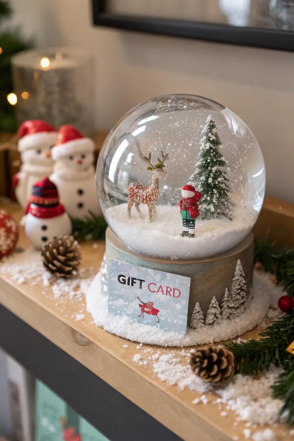 Gift cards take on a magical essence within a snow flurry.