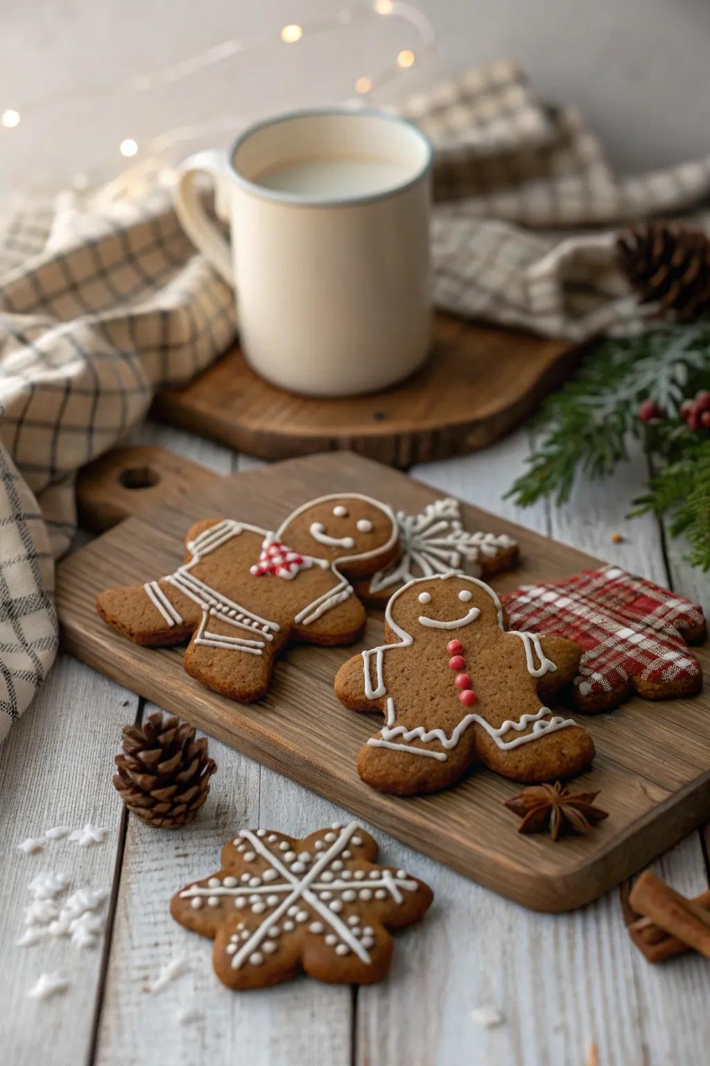 Tartan patterned gingerbread figures conveying warmth to the holiday period.