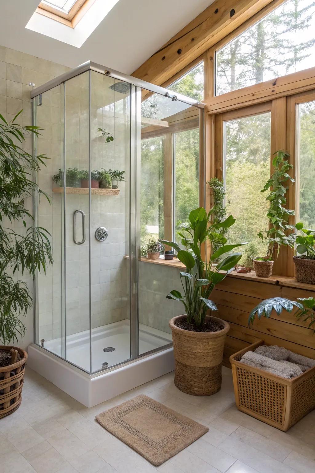 Plants add a refreshing, natural element to bathroom spaces.