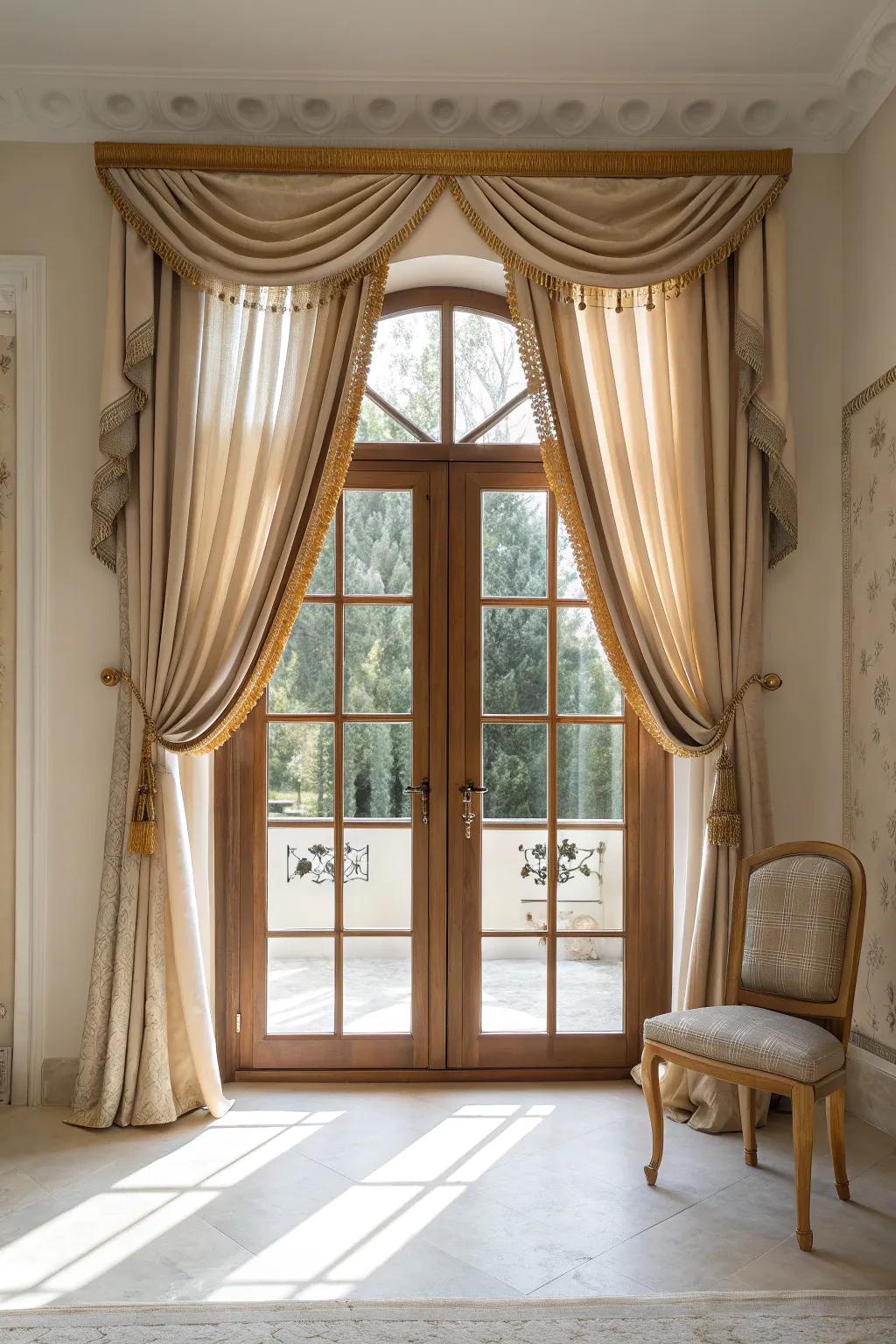 Elevate your space with luxurious curtains and border panels for an elegant touch. 💎 #SophisticatedStyle